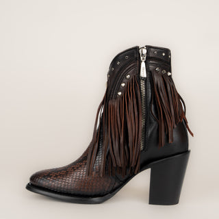 Botín Cuadra Pitón Belly Plunge Trufa Dama