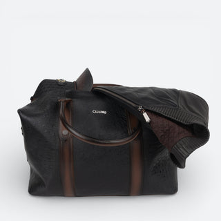 Maleta Cuadra Avestruz Negro Caballero