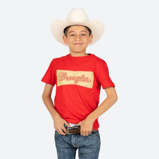 Playera Wrangler Logo Rojo Niño