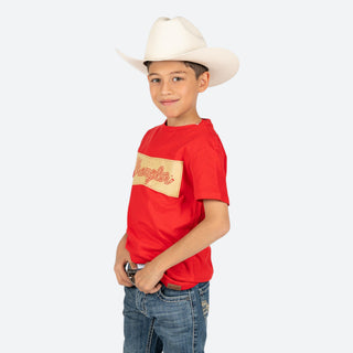 Playera Wrangler Logo Rojo Niño