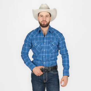 Camisa Wrangler Azul Caballero