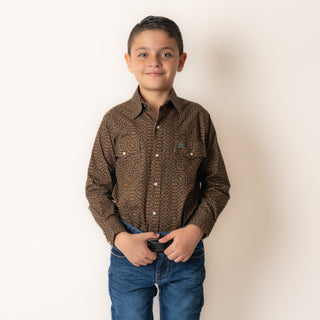 Camisa Denver Estampado Café Niño