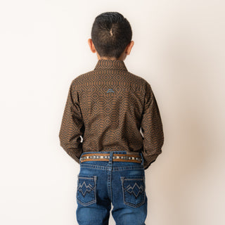 Camisa Denver Estampado Café Niño