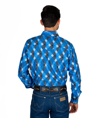 Camisa Rodeo Azul Negro Caballero