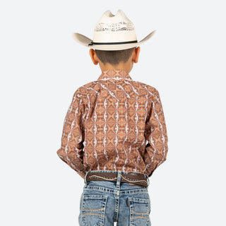 Camisa Rodeo Estampado Café Niño