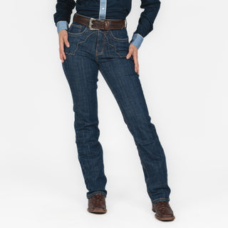 Jeans Rock & Roll Denim Western Yoke Dark Wash Dama