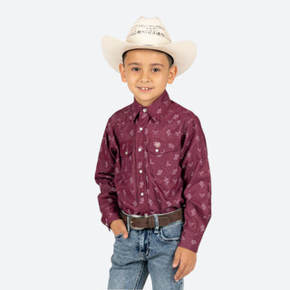 Camisa Wrangler Cráneo Vino Niño