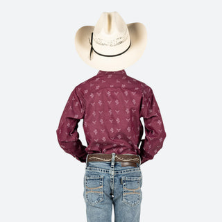 Camisa Wrangler Cráneo Vino Niño