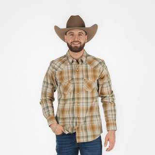 Camisa Ariat Halston Retro DNP LS Shrt Khaki Caballero