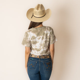 Blusa Rock & Roll Denim Tie Dye Graphic Off White Dama