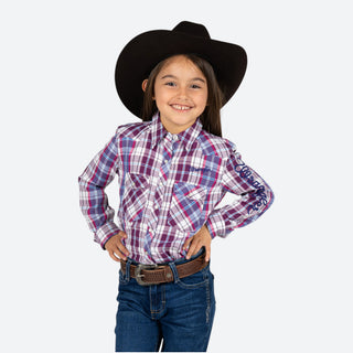 Camisa Wrangler Cuadros Morado Niña