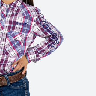Camisa Wrangler Cuadros Morado Niña