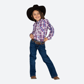 Camisa Wrangler Cuadros Morado Niña