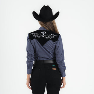 Camisa Espuela De Oro Gamuza Navy Negro Dama