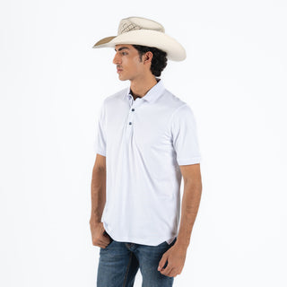 Playera Cuadra Polo Blanco Caballero