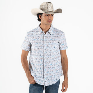 Camisa Rock & Roll Denim Stretch White Caballero
