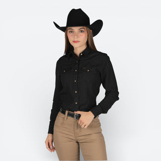 Camisa Rodeo Rayada Negro Dama