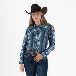 Camisa Wrangler Aztec Azul Dama