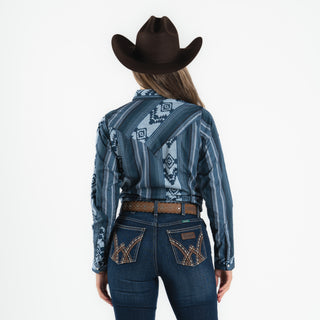 Camisa Wrangler Aztec Azul Dama