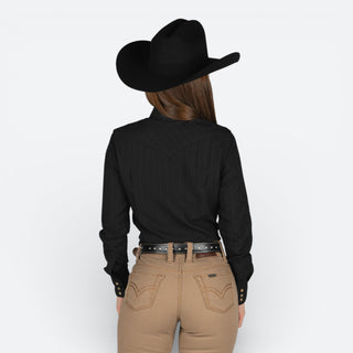 Camisa Rodeo Rayada Negro Dama