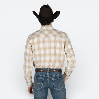 Camisa Rodeo Cuadro Beige Caballero