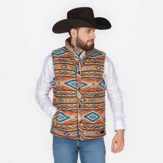 Chaleco Rock & Roll Denim Doble Vista Aztec Orange Caballero