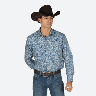 Camisa Rodeo Rombo Azul Caballero