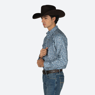 Camisa Rodeo Rombo Azul Caballero