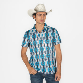 Playera Polo Rock & Roll Denim Turquoice White Caballero