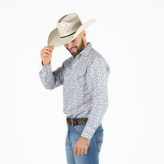 Camisa Rodeo Estampado Blanco Caballero