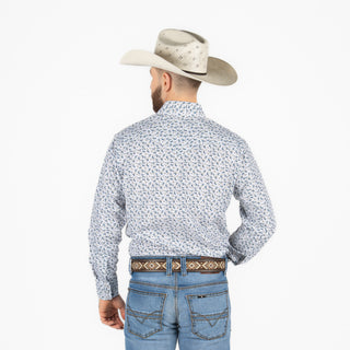 Camisa Rodeo Estampado Blanco Caballero