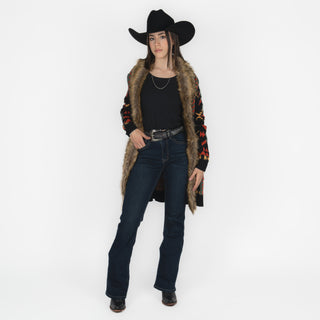 Kimono Panhandle Southwest Sweater Black Dama