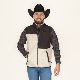 Chaleco Rock & Roll Denim Berber Acymetric Brown Caballero