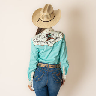 Camisa Panhandle Bright Turquoise Dama