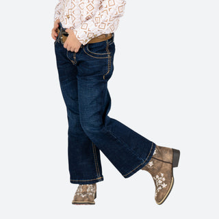 Jeans Wrangler Boot Cut Flor Naranja Niña