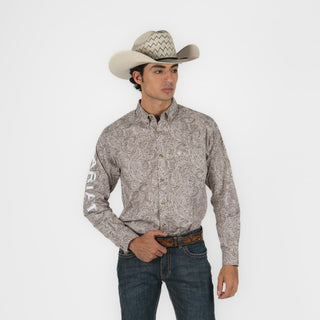 Camisa Ariat Team Kason LS Short Brown White Caballero
