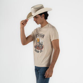 Playera Rock & Roll Denim Bronco Natural Caballero