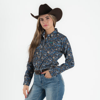 Camisa Wrangler Flor Marino Dama