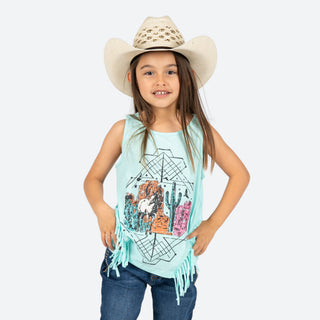 Blusa Rock & Roll Denim Flecos Aqua Niña