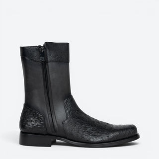 Bota Franco Cuadra Avestruz Ternera Negro Caballero