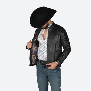 Chamarra Erick Cordova Piel de Pitón Black Caballero