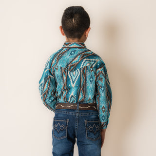 Camisa Rock & Roll Denim Aztec Turquoise Niño