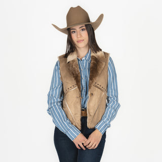 Chaleco Panhandle Micro Suede Fur Camel Dama