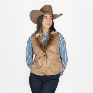 Chaleco Panhandle Micro Suede Fur Camel Dama