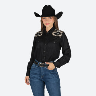 Camisa Ariat Dawn Western SNP LS Shrt Black Dama