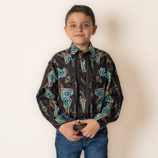 Camisa Rock & Roll Aztec Black Niño