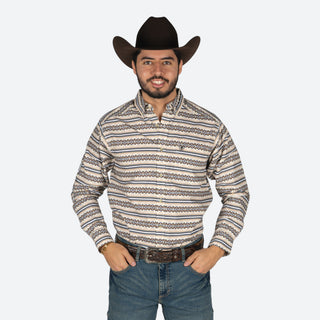 Camisa Ariat Team Peter LS Shrt Khaki White Caballero