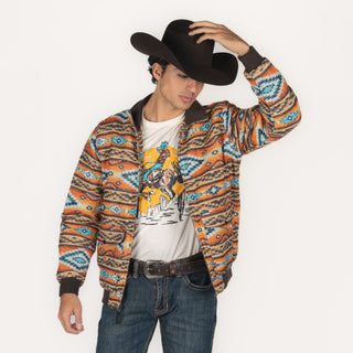 Chamarra Rock & Roll Denim Aztec Orange Caballero