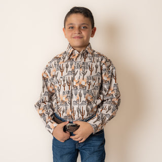 Camisa Rock $ Roll Denim Orange Niño