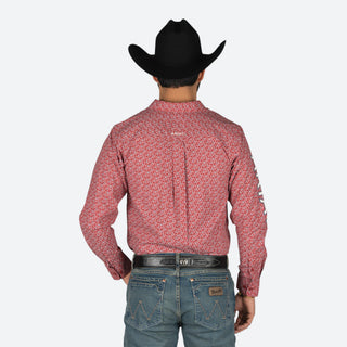 Camisa Ariat Team Perl FTD LS Shrt Red Beige Caballero
